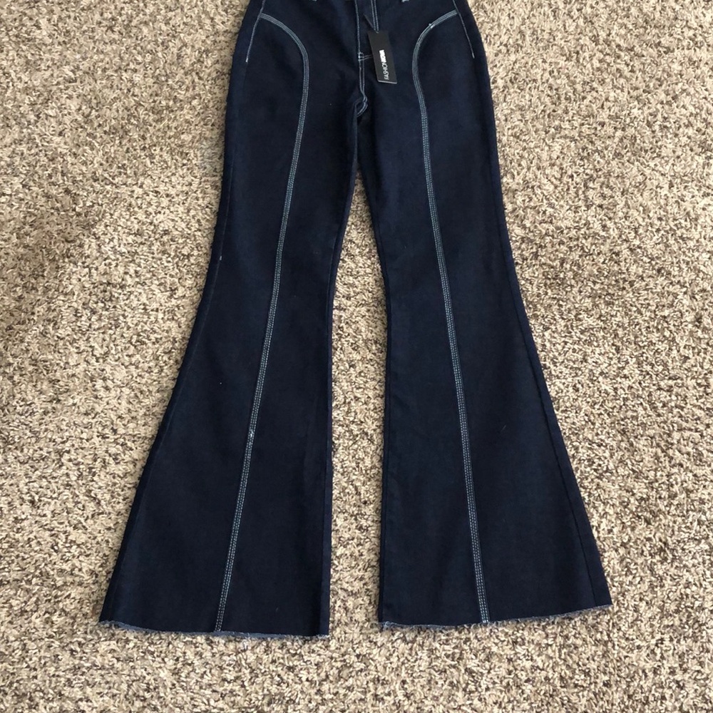 Fashion Nova Jeans Finer Things Stretch Flare Blue SZ 0 NWT - Picture 2 of 9